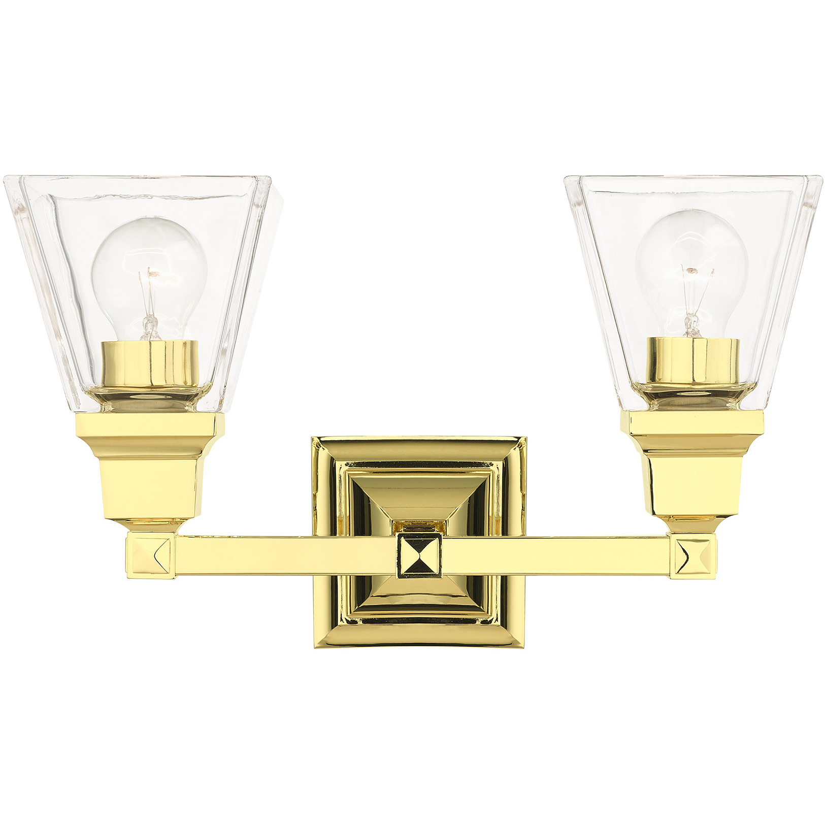 Mission 2 Light 15 inch Polished Brass Vanity Sconce Wall Light