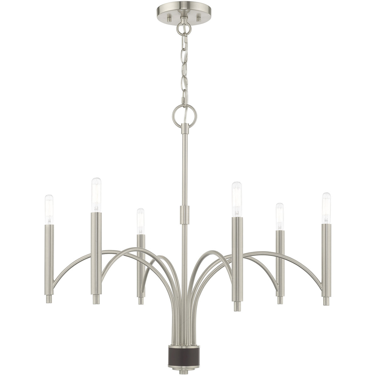 Wisteria 6 Light 26 inch Brushed Nickel with Bronze Accent Chandelier Ceiling Light