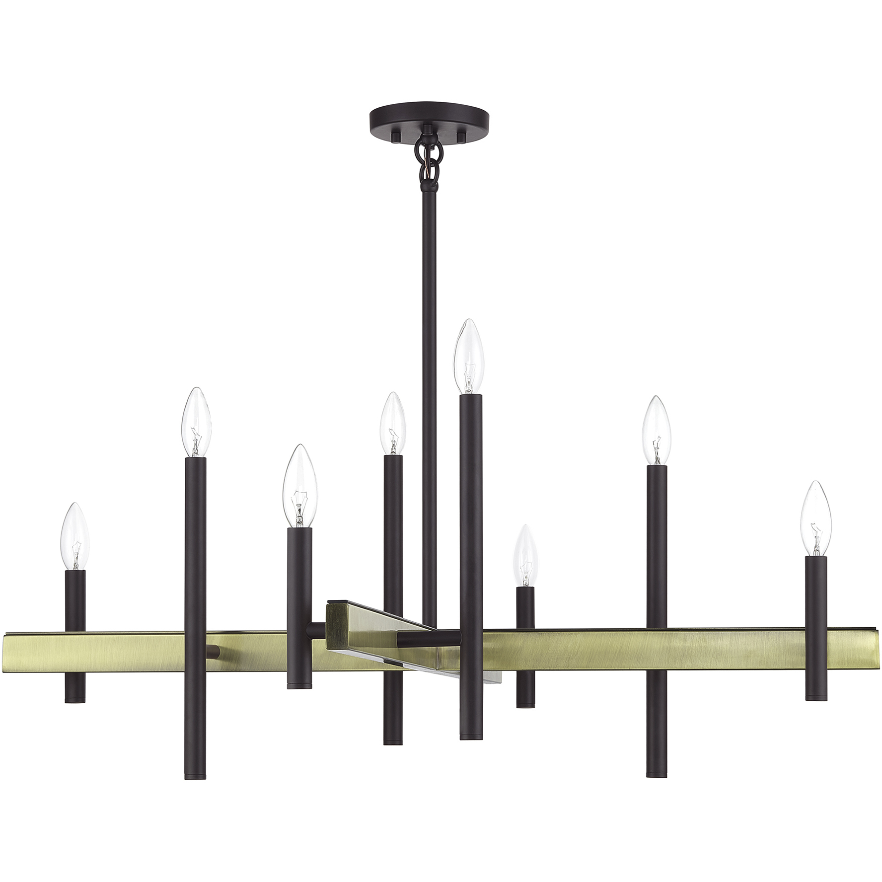 Denmark 8 Light 36 inch Bronze with Antique Brass Accents Chandelier Ceiling Light
