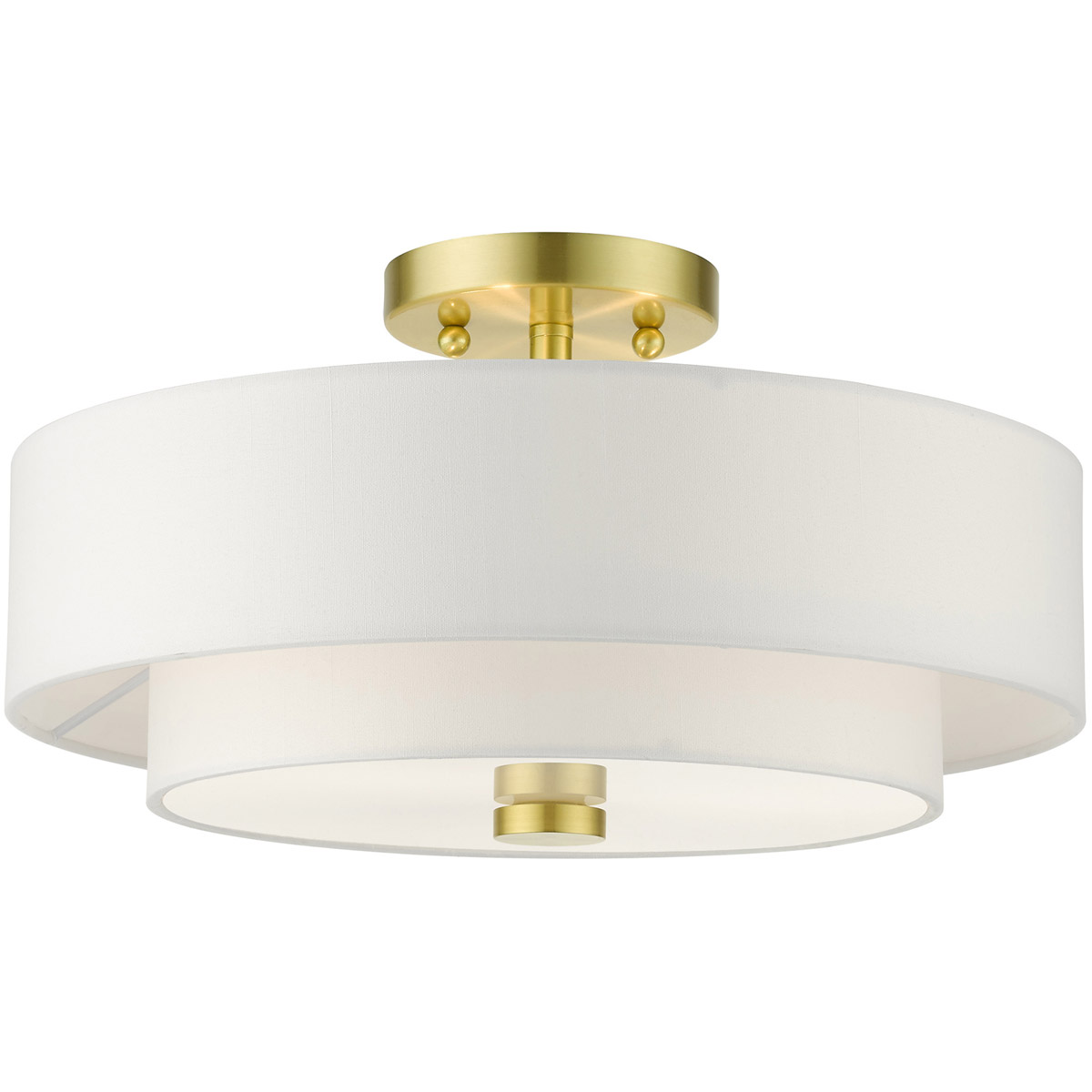 Meridian 3 Light 15 inch Satin Brass Semi-Flush Ceiling Light