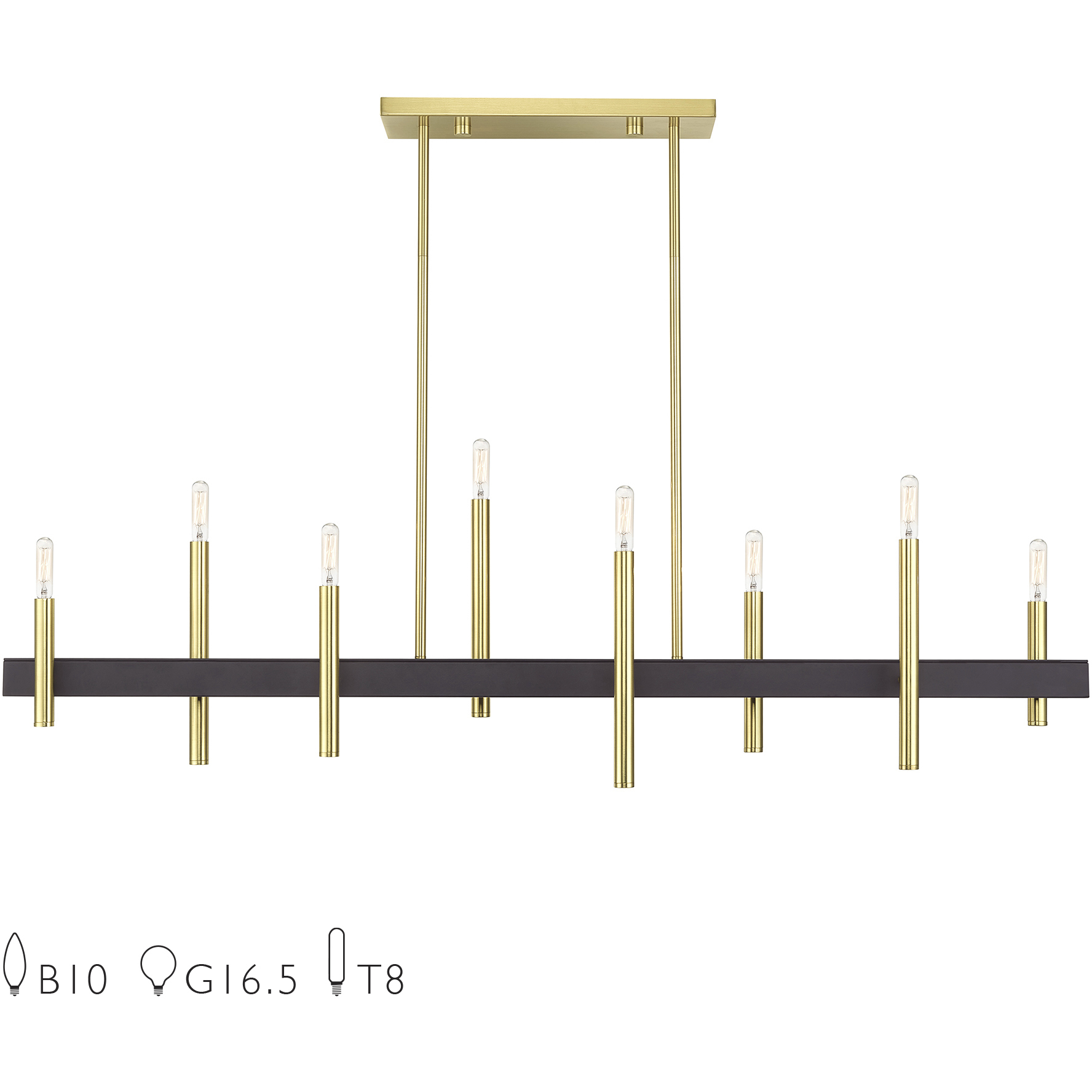 Livex Lighting 49338-12 Denmark 8 Light 48 inch Satin Brass with