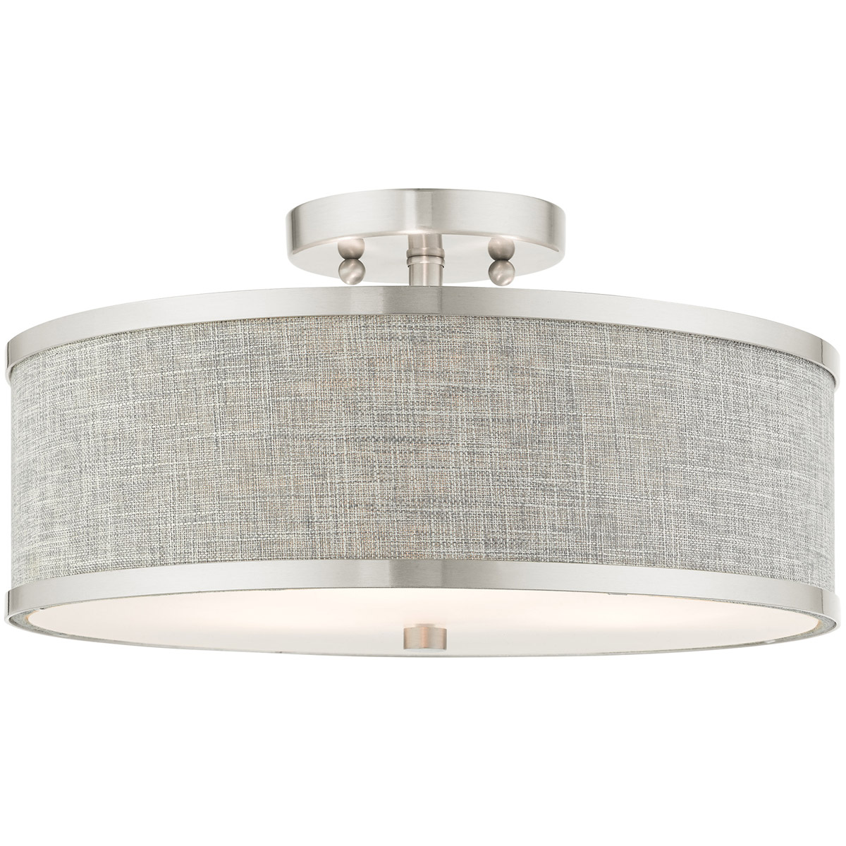 Park Ridge 3 Light 15 inch Brushed Nickel Semi Flush Ceiling Light 