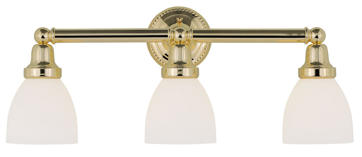 Classic 3 Light 23.75 inch Polished Brass Bath Vanity Wall Light