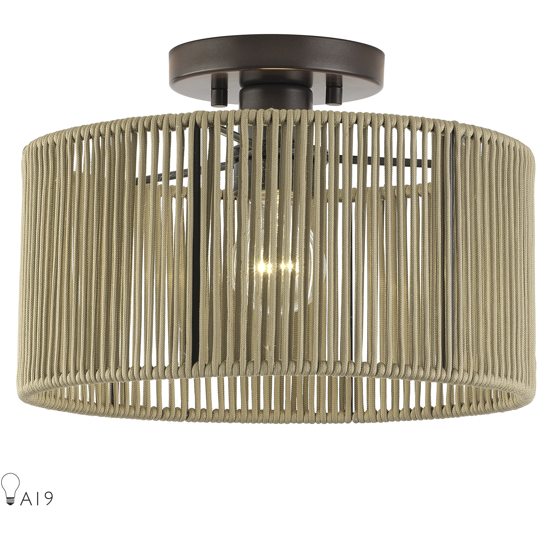 Acordia 1 Light 12 inch English Bronze Medium Semi-Flush Ceiling Light, Medium