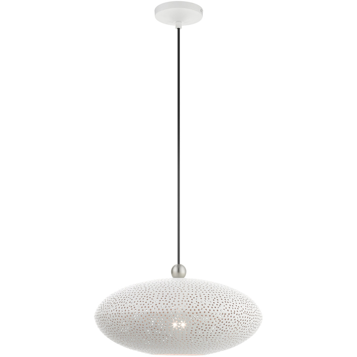 Dublin 1 Light 15.88 inch White with Brushed Nickel Accents Pendant Ceiling Light