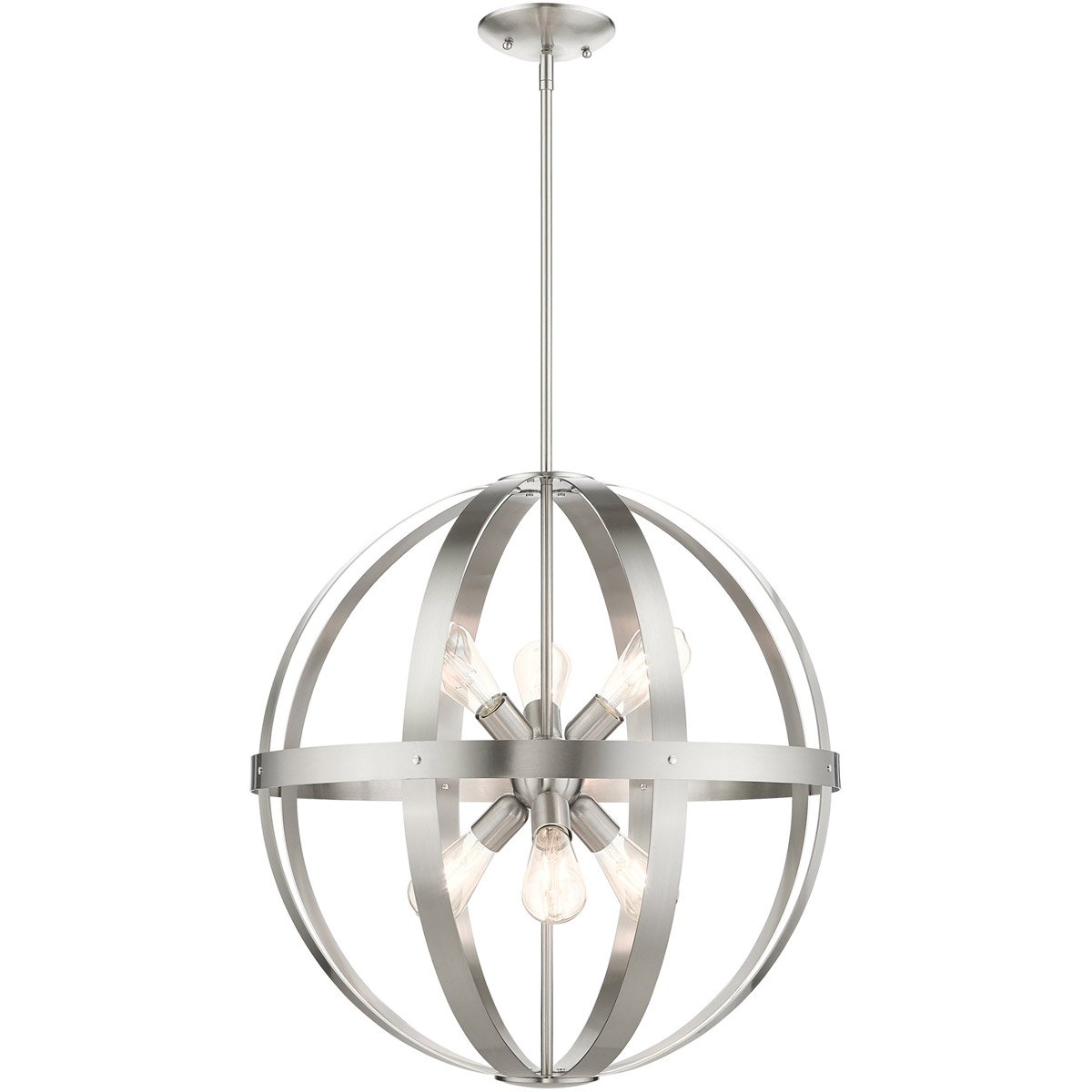 Stoneridge 6 Light 24 inch Brushed Nickel Pendant Chandelier Ceiling Light
