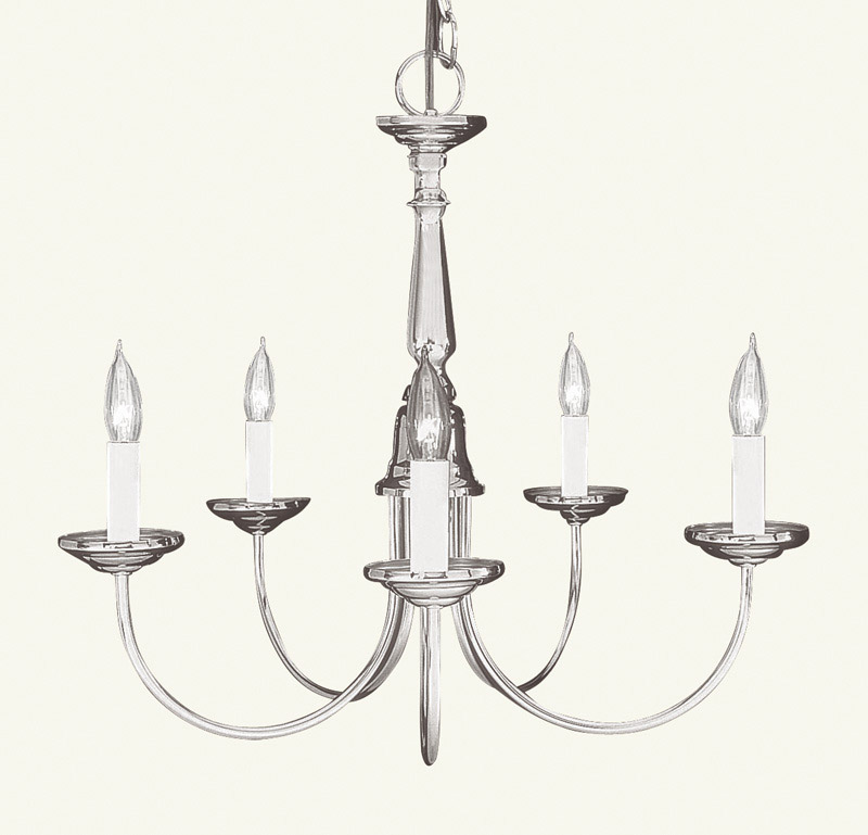 Home Basics 5 Light 17.5 inch Brushed Nickel Chandelier Ceiling Light