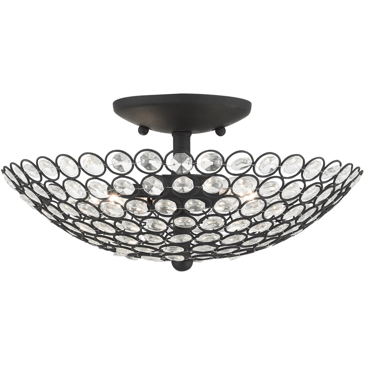 Cassandra 2 Light 13 inch Black Medium Semi-Flush Ceiling Light