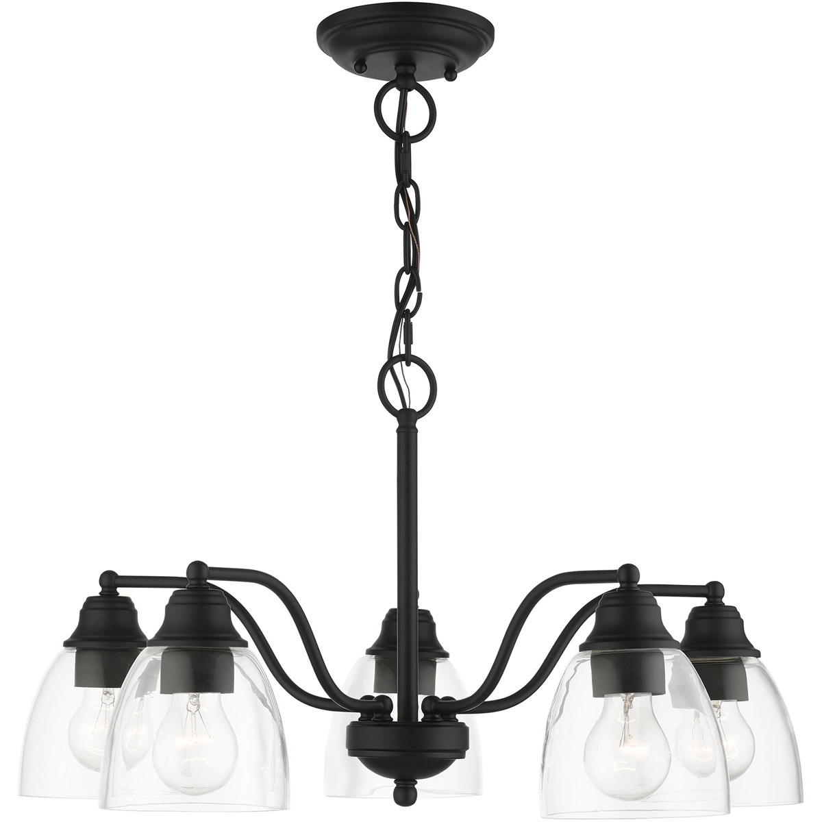 Montgomery 5 Light 24 inch Black Convertible Chandelier/Semi-Flush Ceiling Light