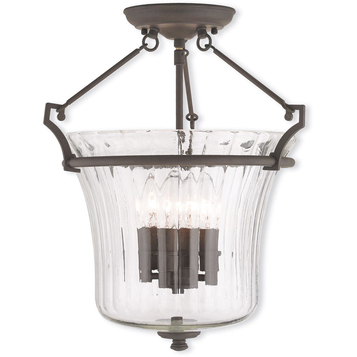 Cortland 4 Light 16 inch Bronze Semi-Flush Mount Ceiling Light