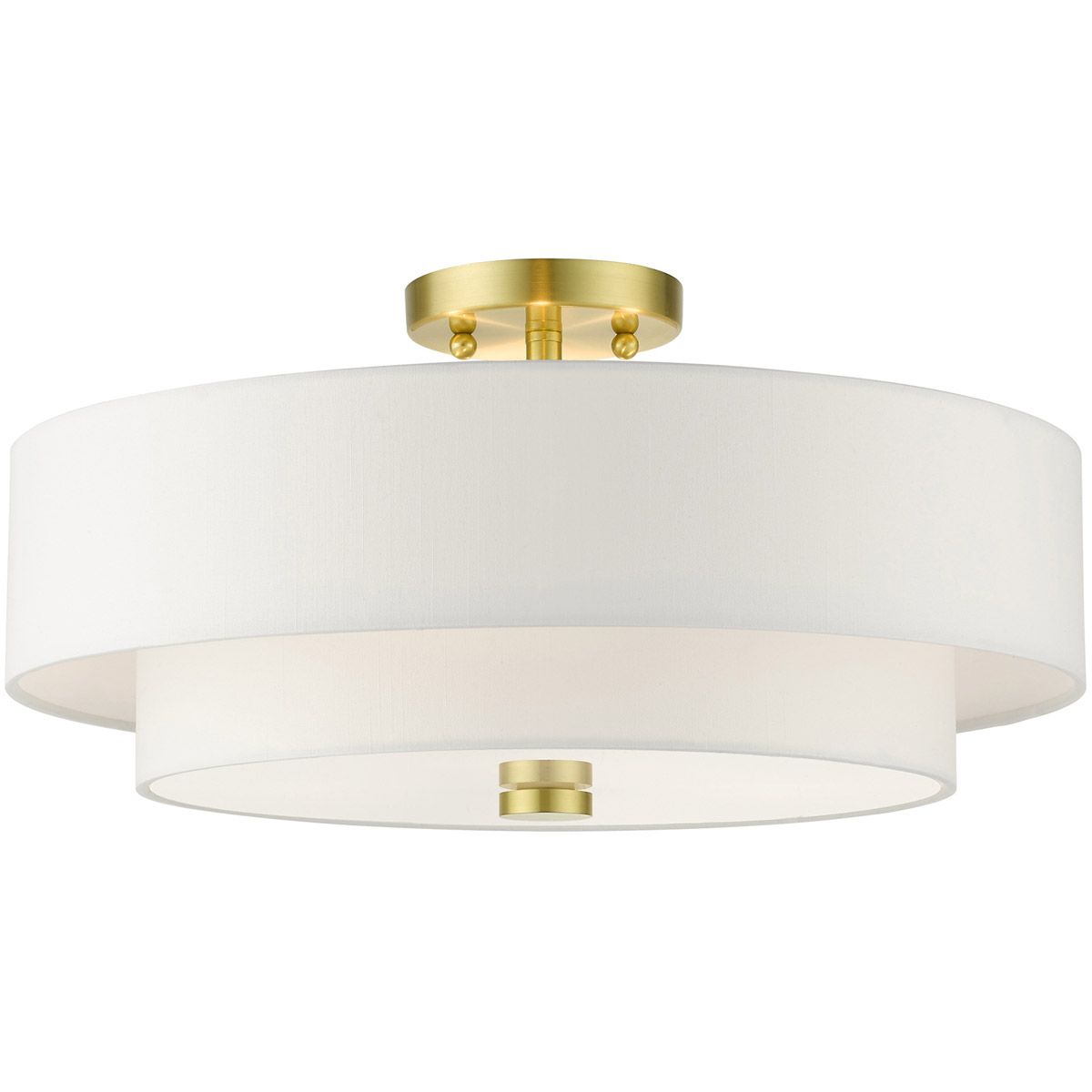 Meridian 4 Light 18 inch Satin Brass Semi Flush Ceiling Light