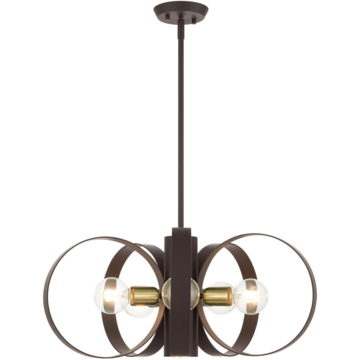 Modesto 6 Light 24 inch Bronze with Satin Brass Accents Chandelier Ceiling Light