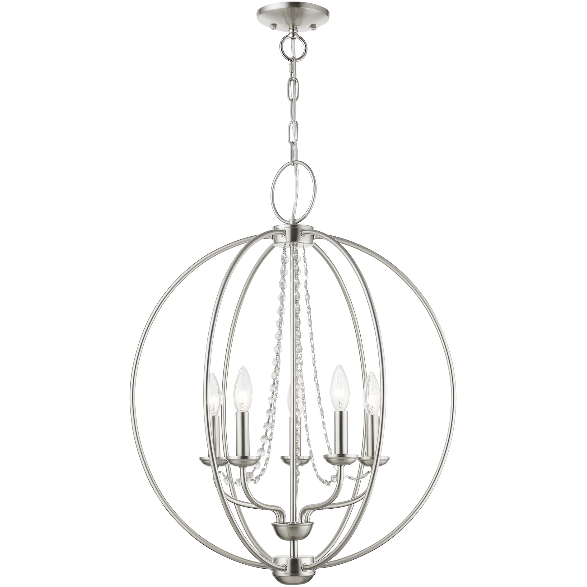 Arabella 5 Light 22 inch Brushed Nickel Chandelier Ceiling Light, Globe