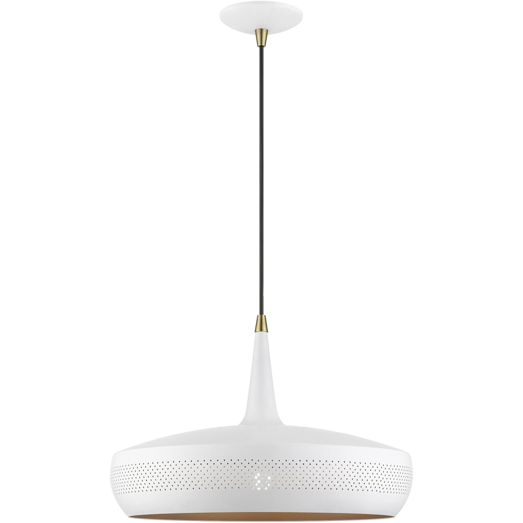 Banbury 1 Light 17 inch White with Antique Brass Accents Pendant Ceiling Light