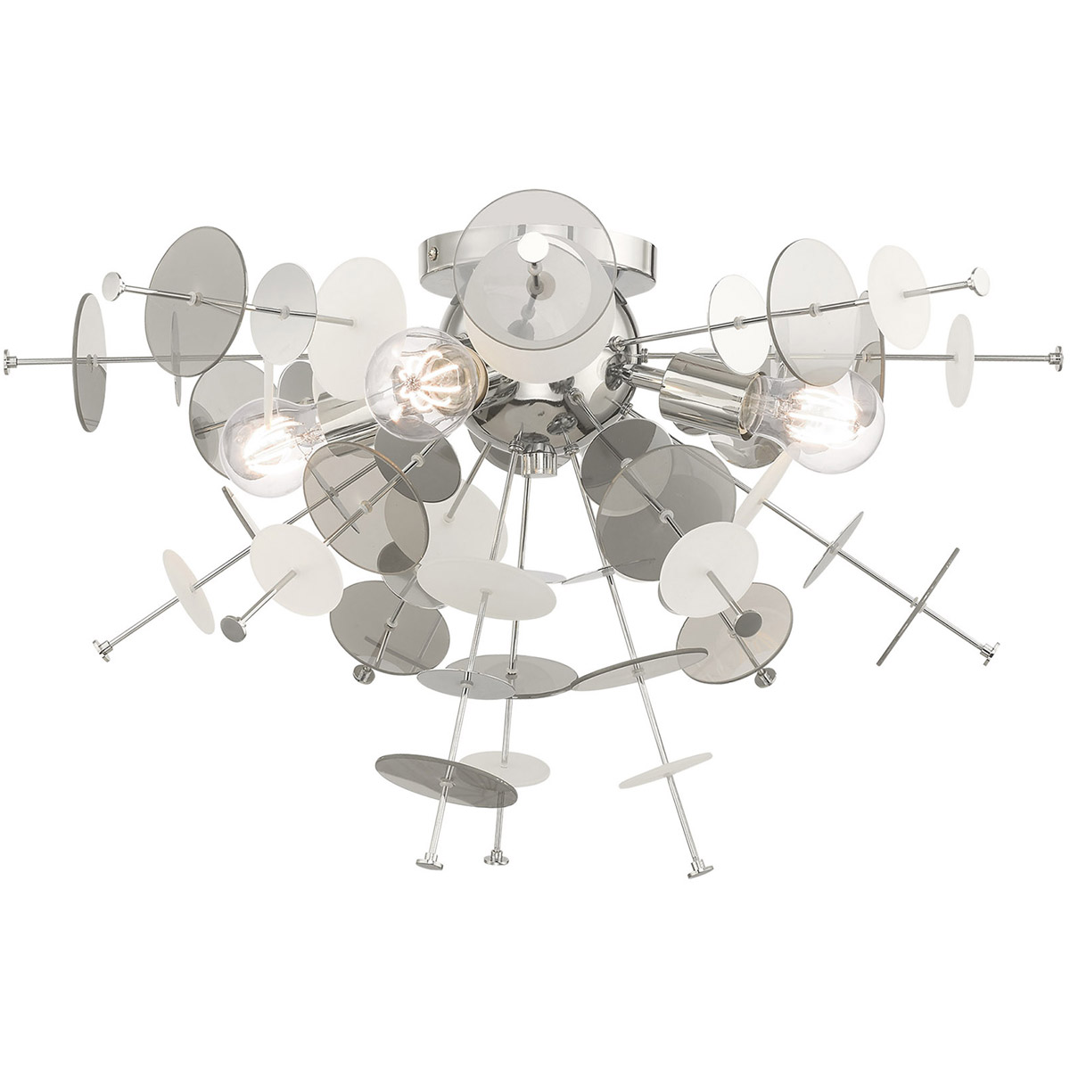 Circulo 4 Light 24 inch Polished Chrome Large Flush Mount Ceiling Light