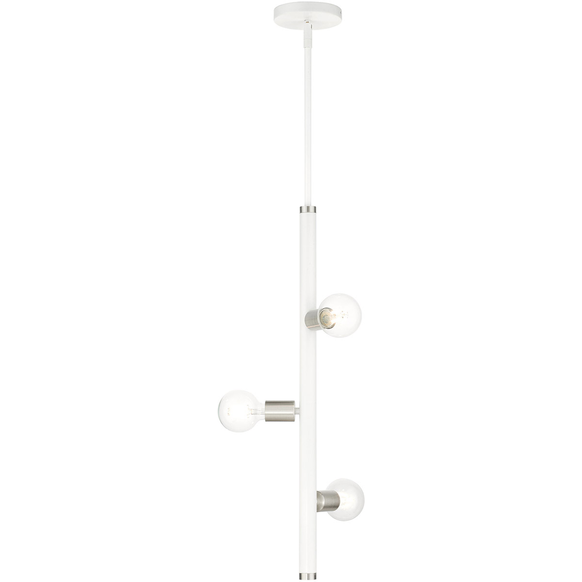 Bannister 3 Light 6 inch White with Brushed Nickel Accents Pendant Ceiling Light
