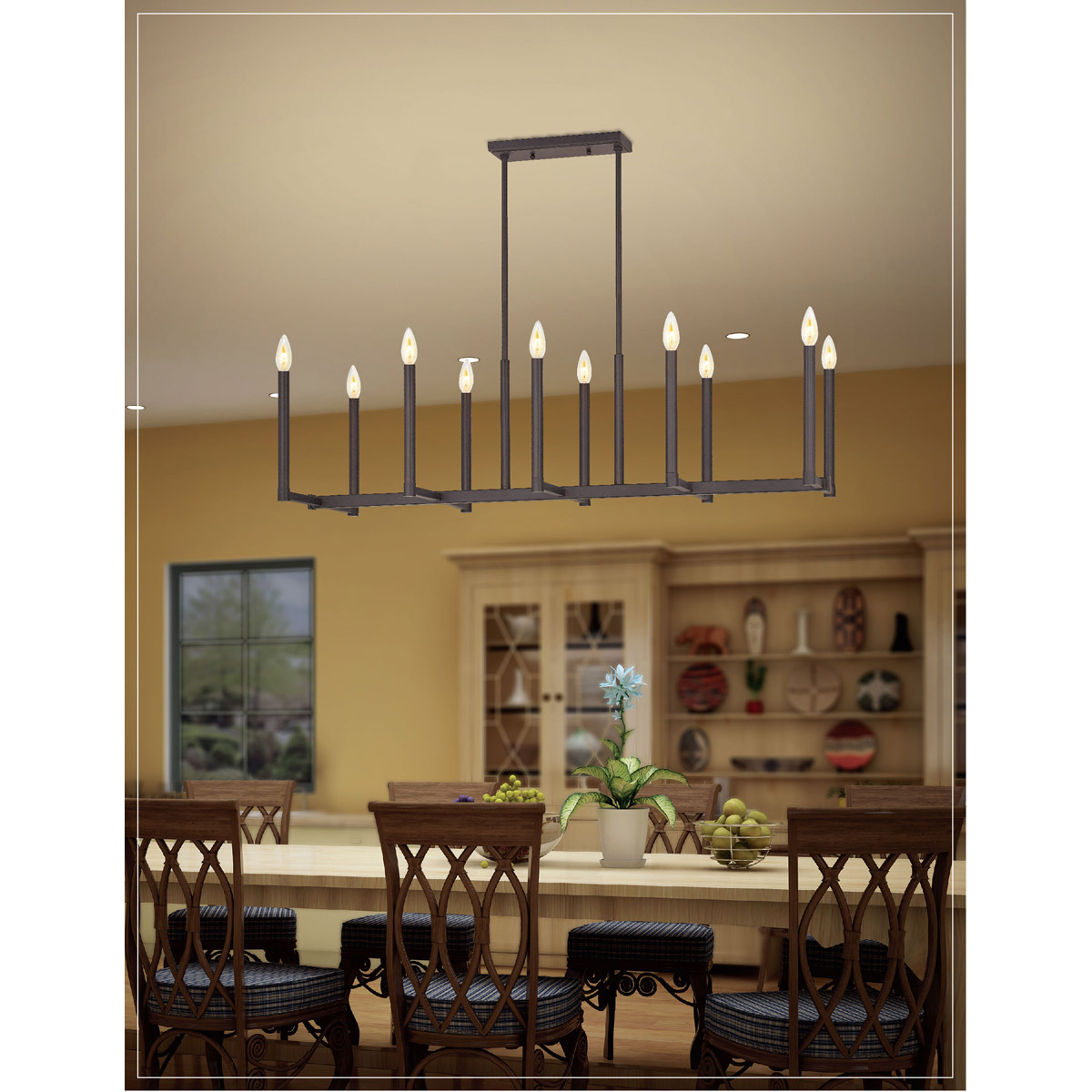 Alpine 10 Light 42.5 inch Bronze Linear Chandelier Ceiling Light