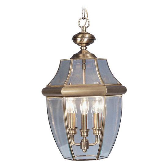 Monterey 3 Light 12.5 inch Antique Brass Large Outdoor Pendant Lantern
