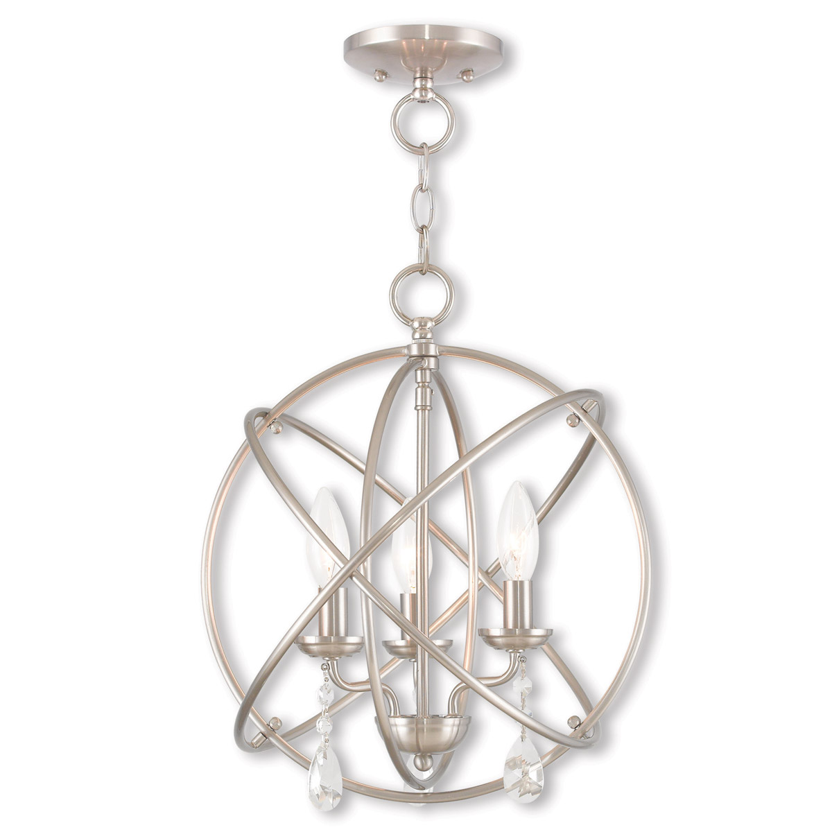 Aria 3 Light 15.5 inch Brushed Nickel Convertible Pendant Chandelier/Semi-Flush Ceiling Light