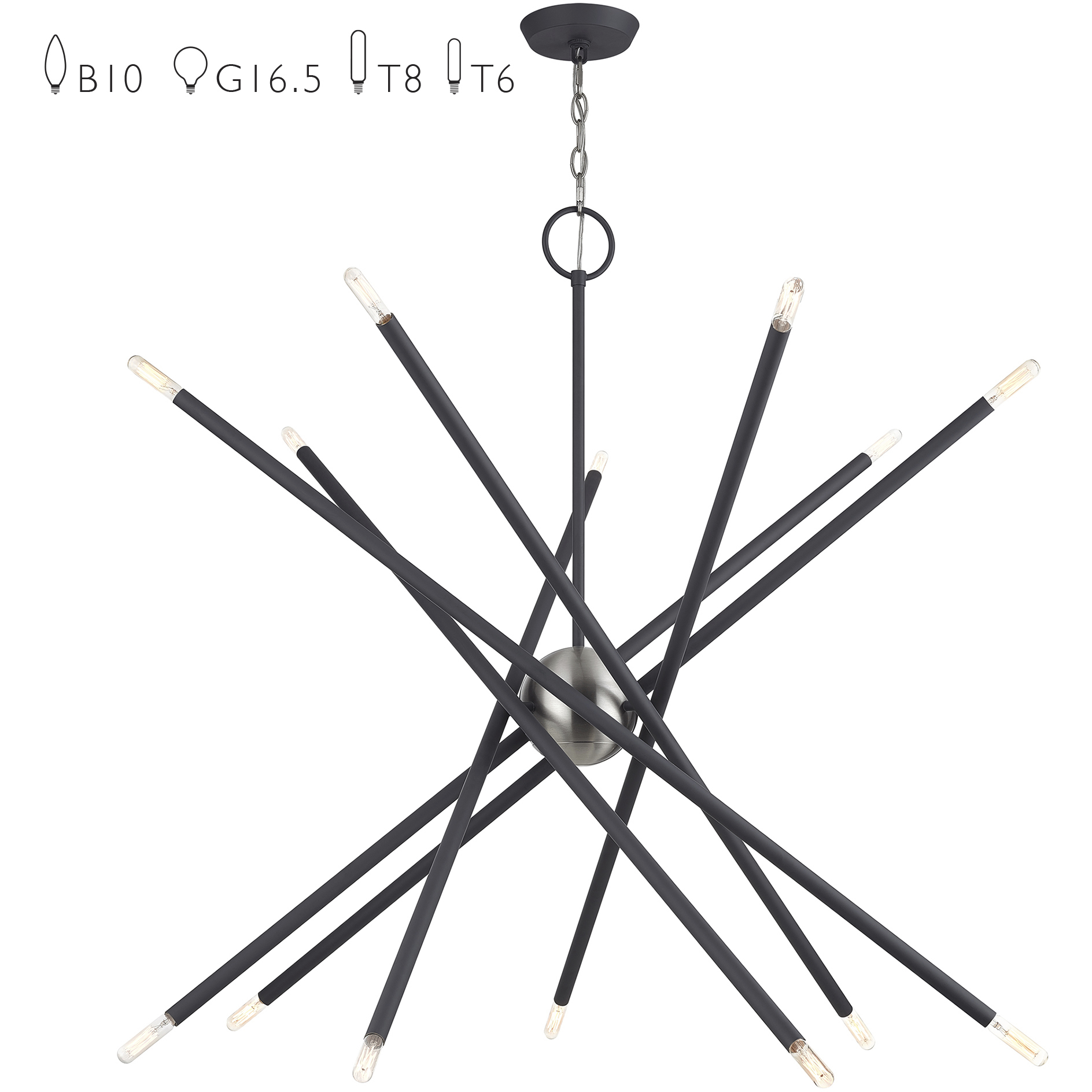 Soho 14 Light 40 inch Scandinavian Gray with Brushed Nickel Accents Extra Large Foyer Chandelier Ceiling Light