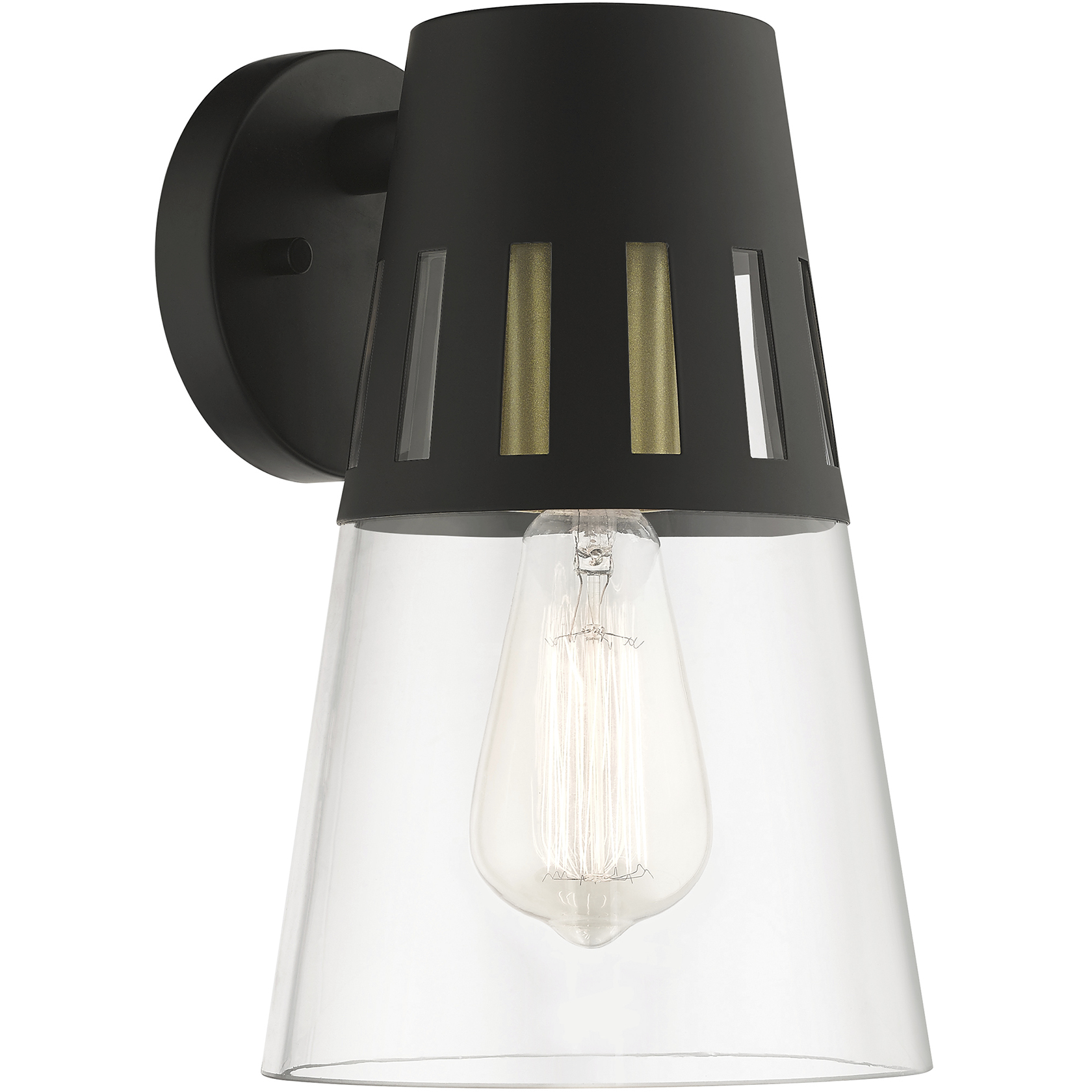 Covington 1 Light 7 inch Black with Soft Gold Finish Accents Outdoor Medium Wall Lantern Wall Light, Medium