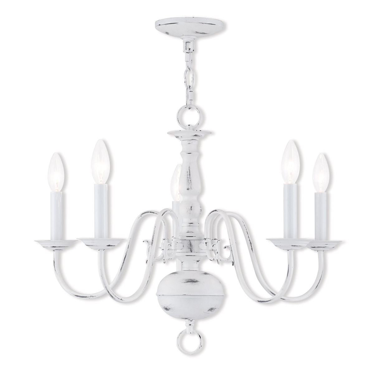 Williamsburgh 5 Light 24 inch Antique White Chandelier Ceiling Light