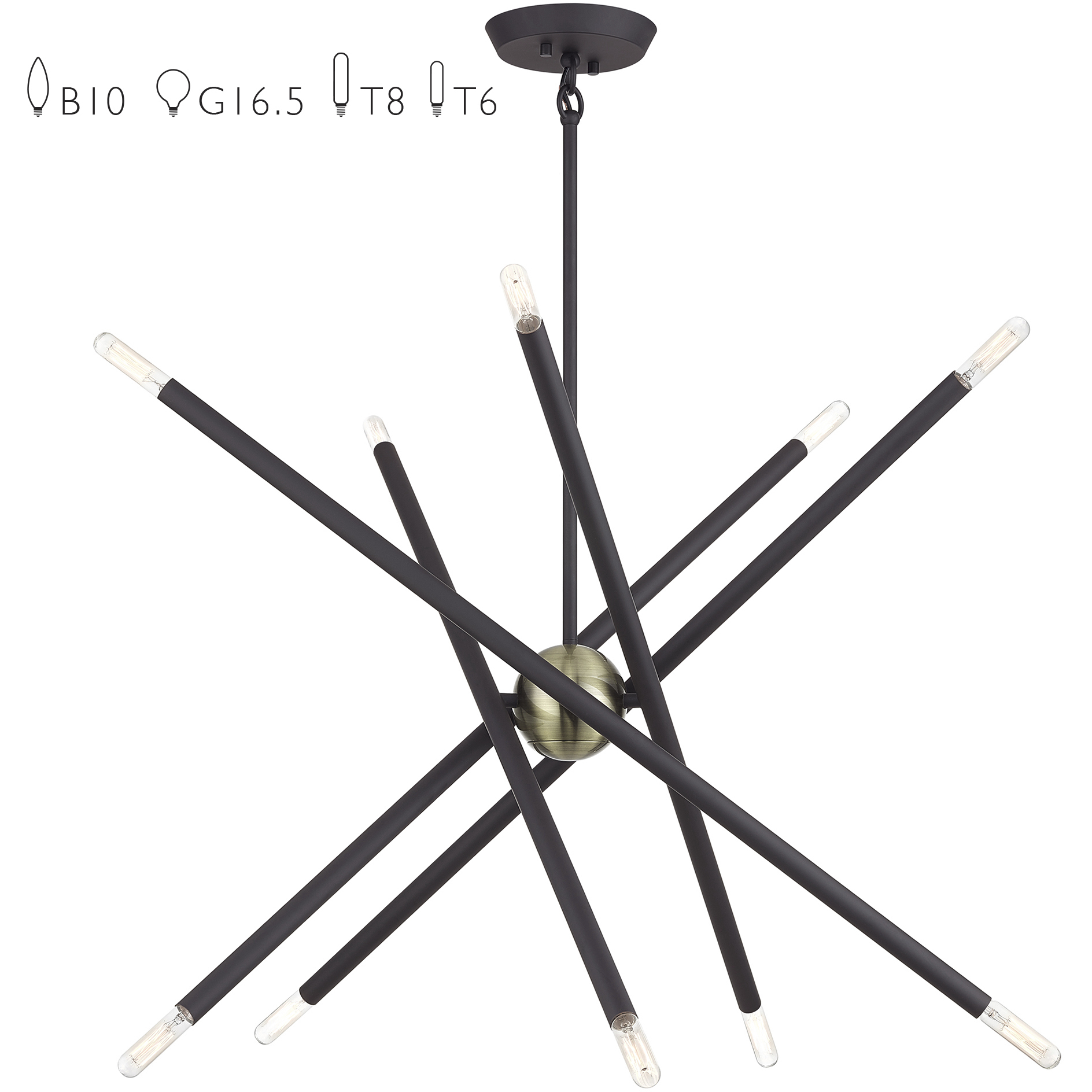 Soho 10 Light 28 inch Bronze with Antique Brass Accents Chandelier Ceiling Light