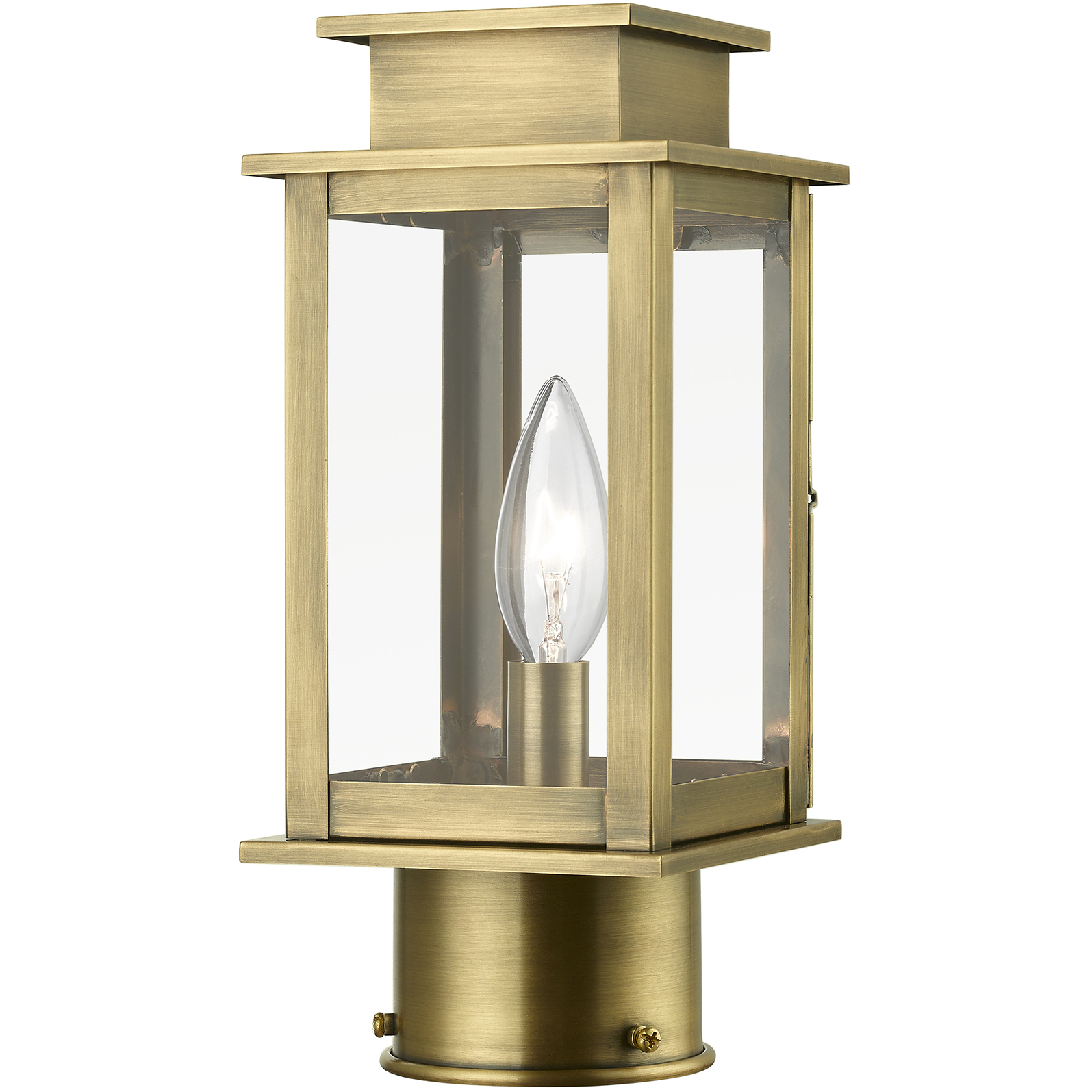 Princeton 1 Light 10.5 inch Antique Brass Outdoor Mini Post Top Lantern