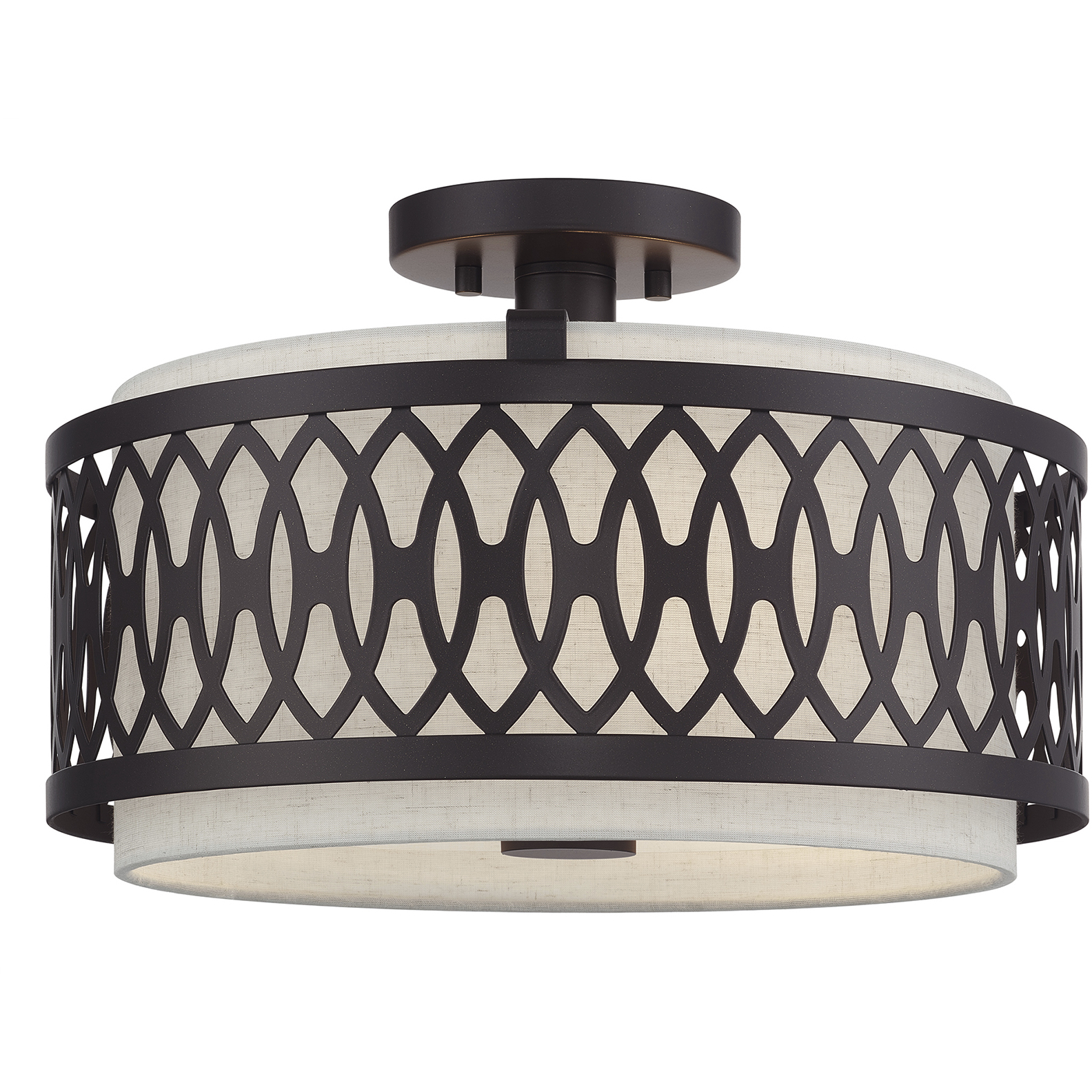 Vistaview 3 Light 15 inch English Bronze Semi-Flush Ceiling Light