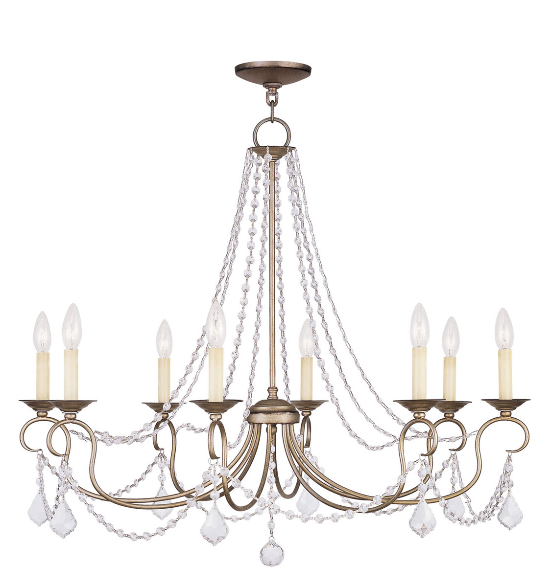Pennington 8 Light 34 inch Hand Painted Antique Silver Leaf Chandelier Ceiling Light