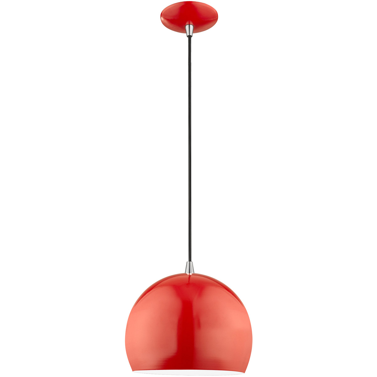 Metal Shade Mini Pendants 1 Light 10 inch Shiny Red Mini Pendant Ceiling Light
