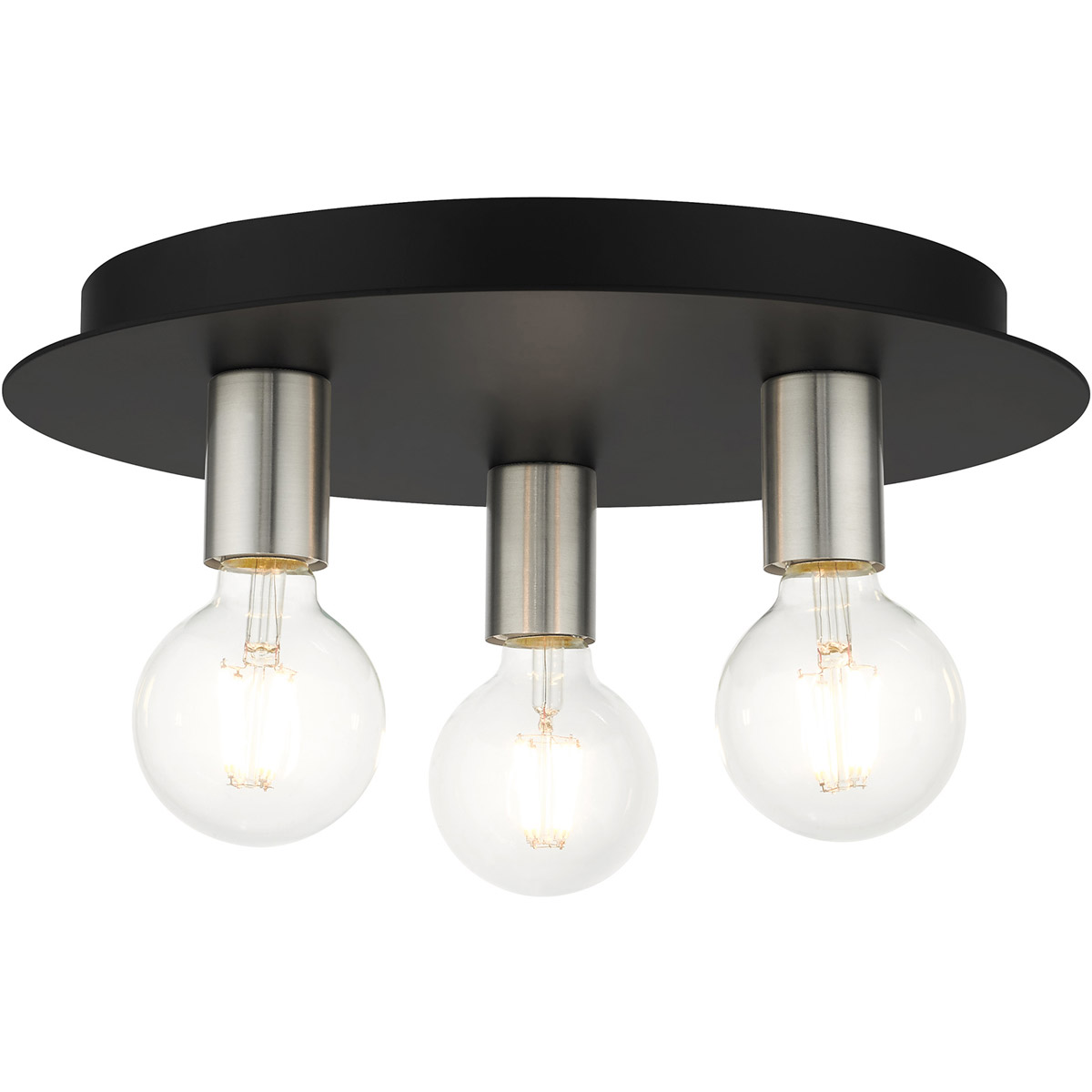 Hillview 3 Light 14 inch Black Flush Mount Ceiling Light