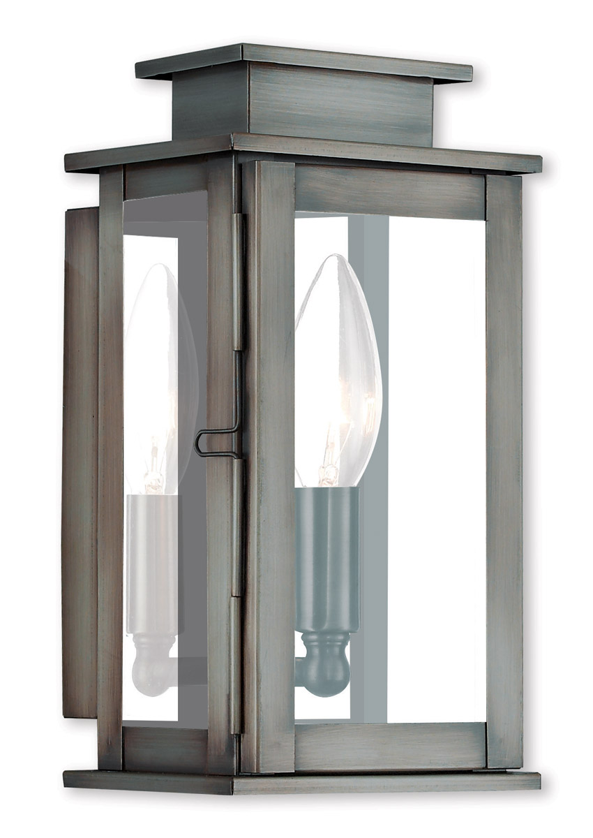 Princeton 1 Light 9 inch Vintage Pewter with Polished Chrome Stainless Steel Reflector ADA Mini Outdoor Wall Lantern