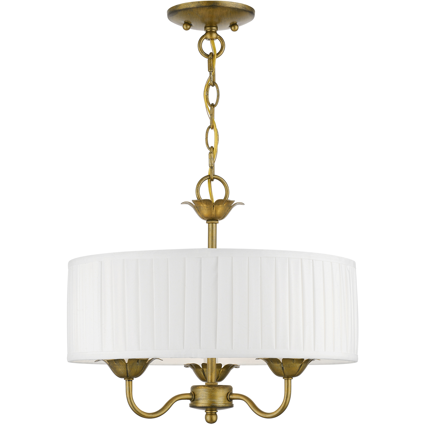 Edinburgh 3 Light 16 inch Antique Gold Leaf Pendant Chandelier Ceiling Light