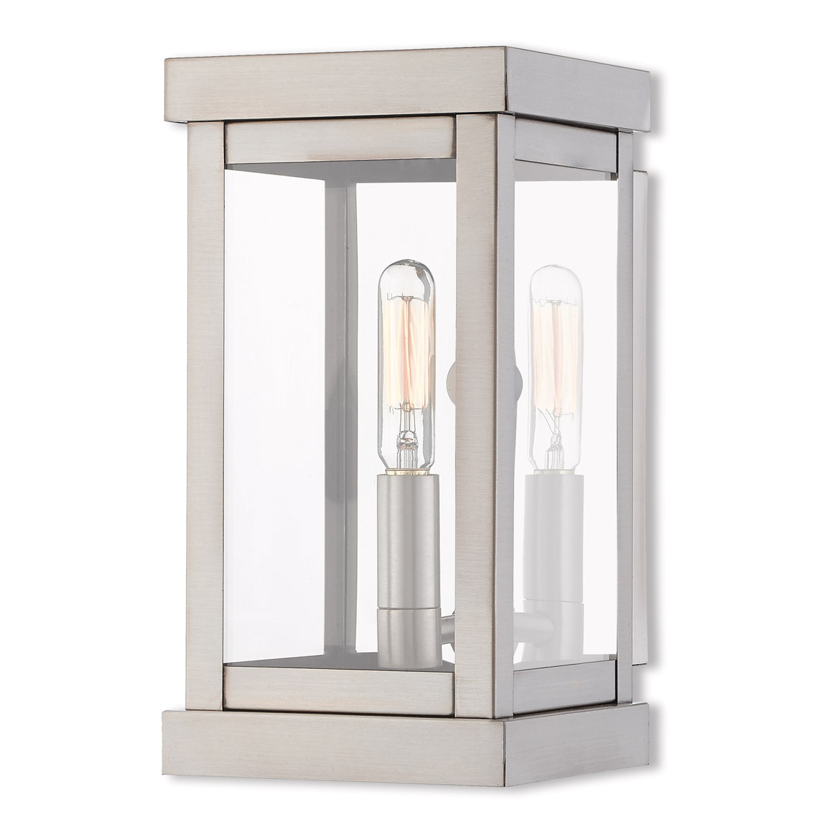 Hopewell 1 Light 9.5 inch Brushed Nickel with Polished Chrome Stainless Steel Reflector Mini Outdoor Wall Lantern