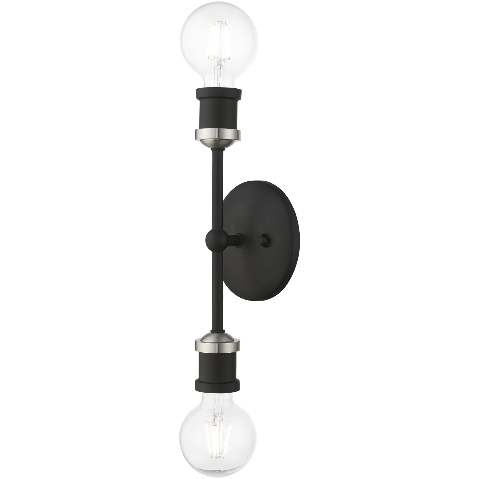 Lansdale 2 Light 5 inch Black with Brushed Nickel Accents Vanity Sconce Wall Light