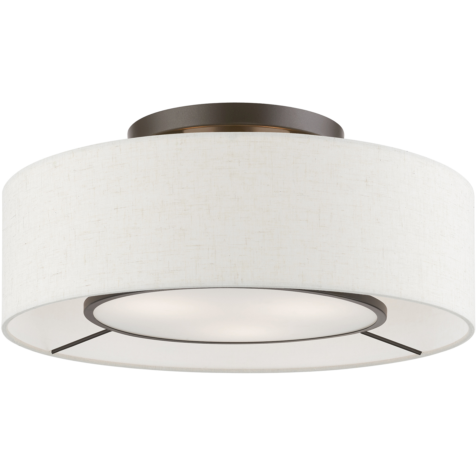 Ellsworth 4 Light 21 inch English Bronze Semi-Flush Ceiling Light in Brushed Nickel with Shiny White Accents
