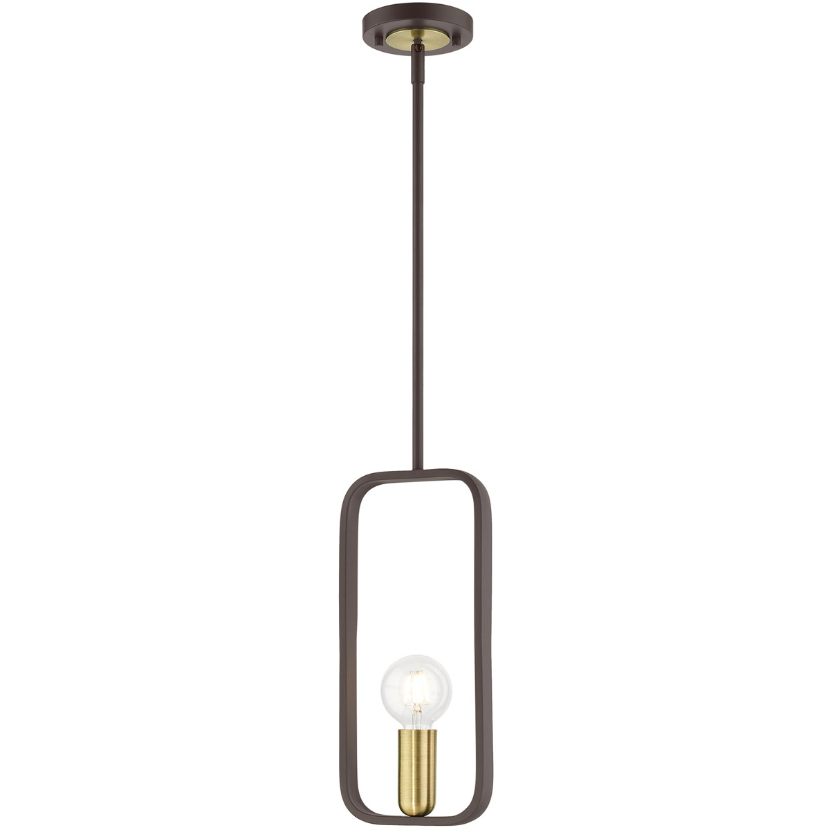 Bergamo 1 Light 5.13 inch Bronze with Antique Brass Accents Pendant Ceiling Light