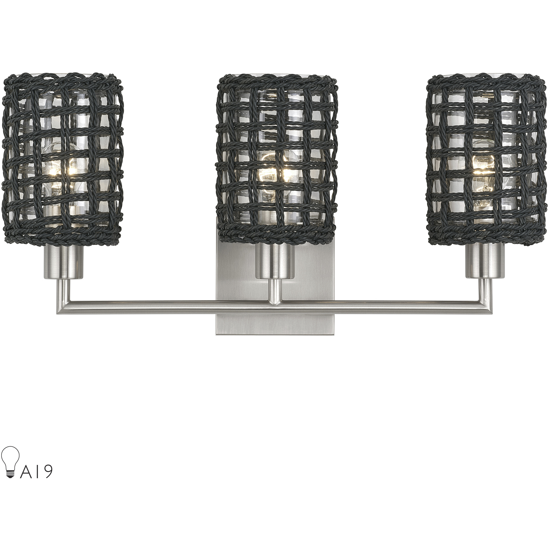 Twinewell 3 Light 23 inch Brushed Nickel Vanity Wall Sconce Wall Light