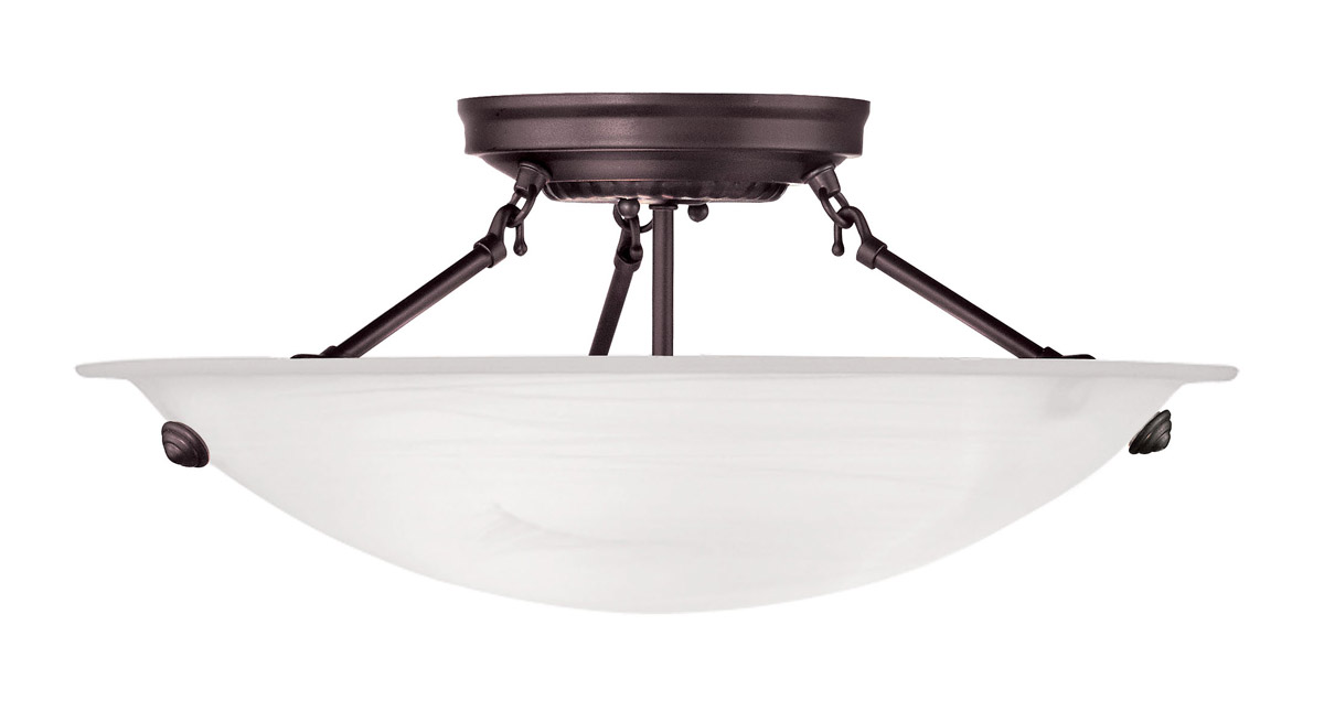 Oasis 3 Light 16 inch Bronze Semi-Flush Ceiling Light