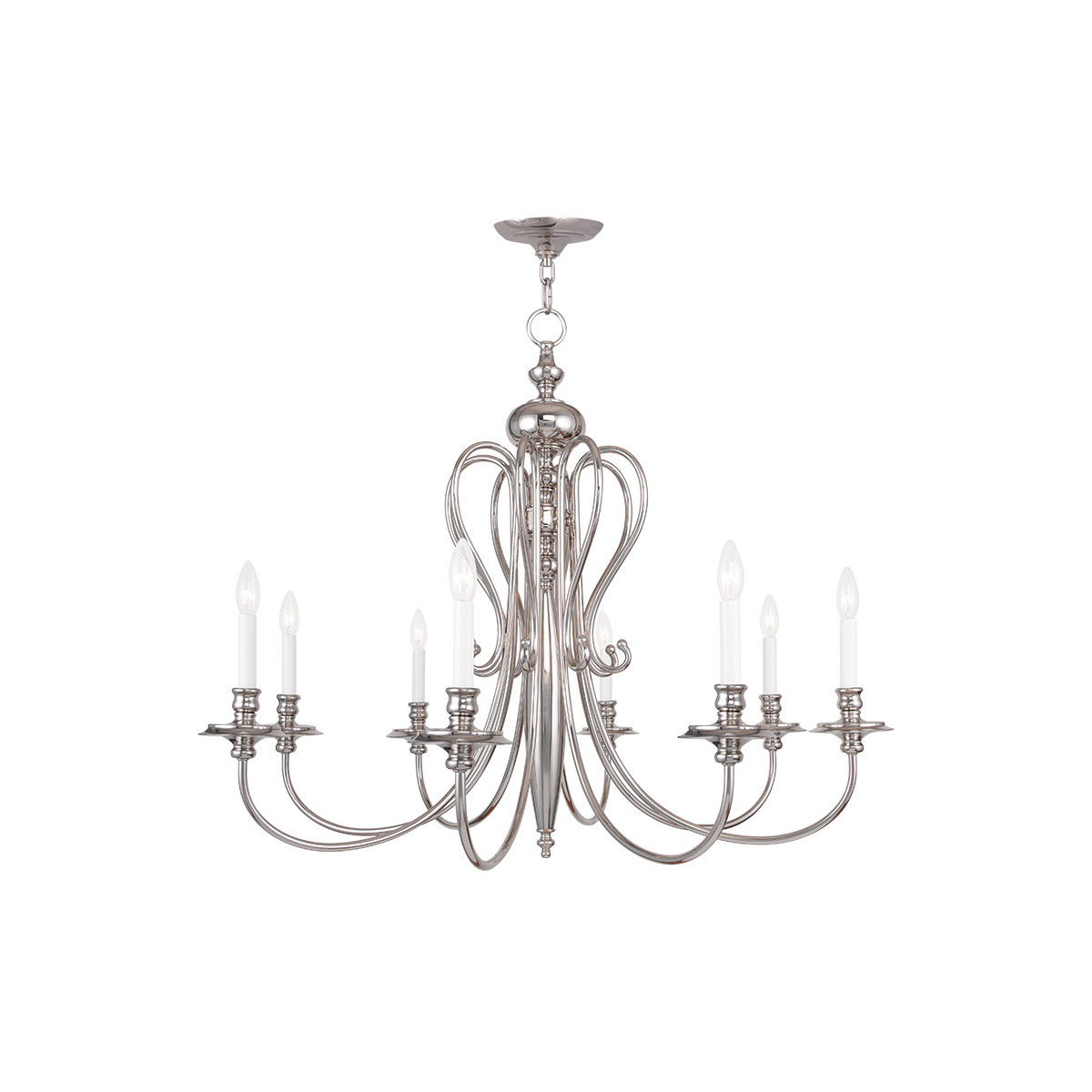 Caldwell 8 Light 35 inch Polished Nickel Chandelier Ceiling Light