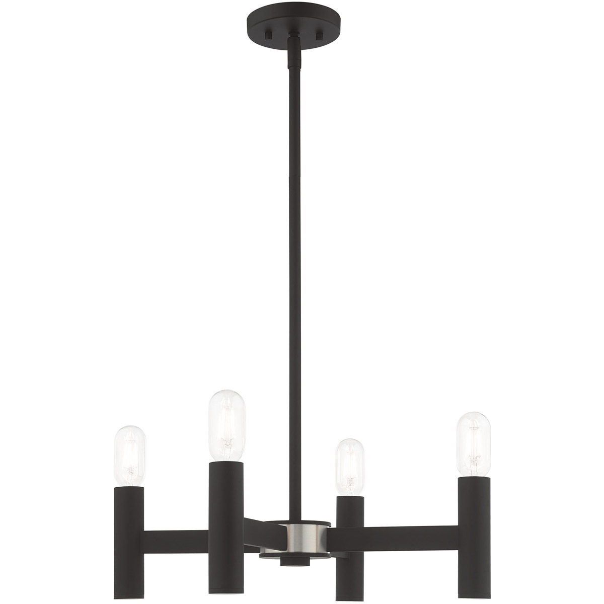 Copenhagen 4 Light 20 inch Black with Brushed Nickel Accents Chandelier Ceiling Light