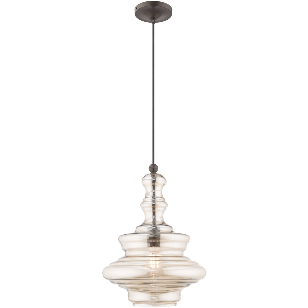 Art Glass 1 Light 12.25 inch English Bronze Mini Pendant Ceiling Light