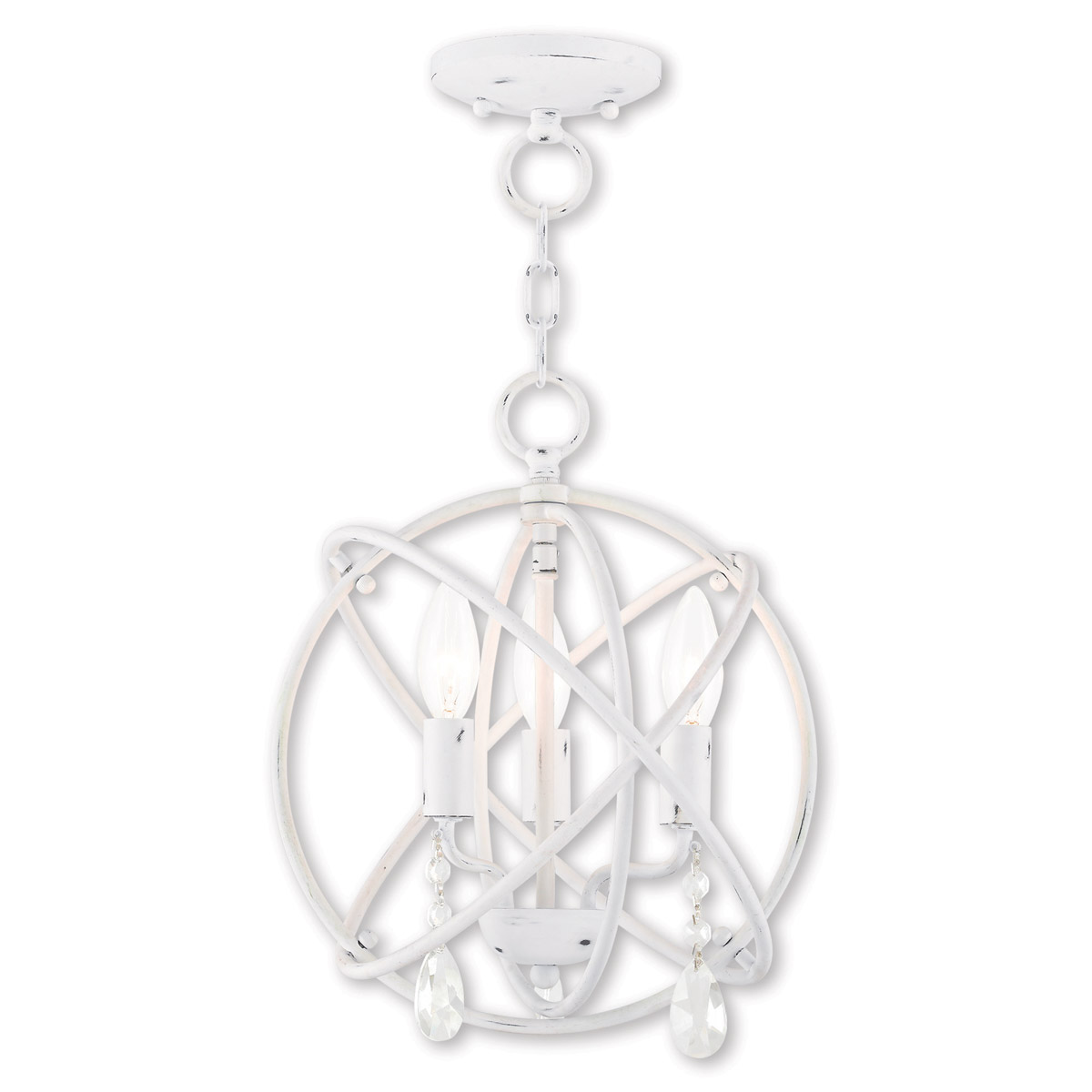 Aria 3 Light 12.63 inch Antique White Convertible Petite Pendant Chandelier/Semi-Flush Ceiling Light