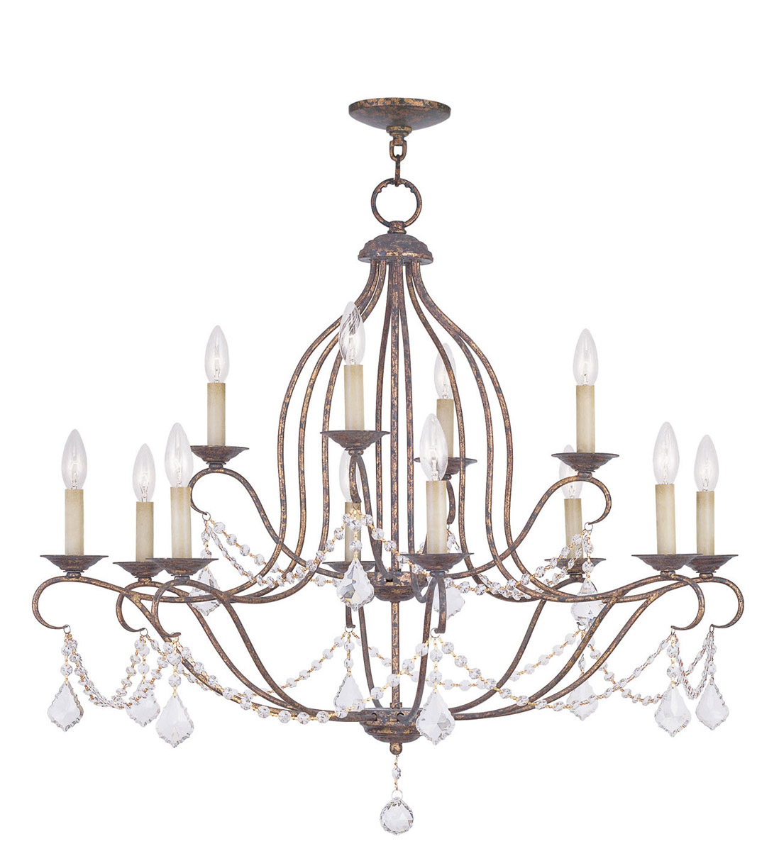 Chesterfield 12 Light 34 inch Hand Applied Venetian Golden Bronze Chandelier Ceiling Light