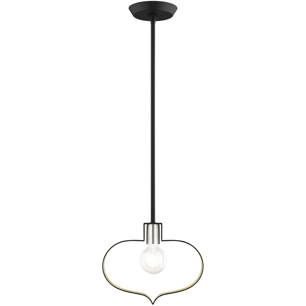 Meadowbrook 1 Light 11.5 inch Black with Brushed Nickel Accents Pendant Ceiling Light