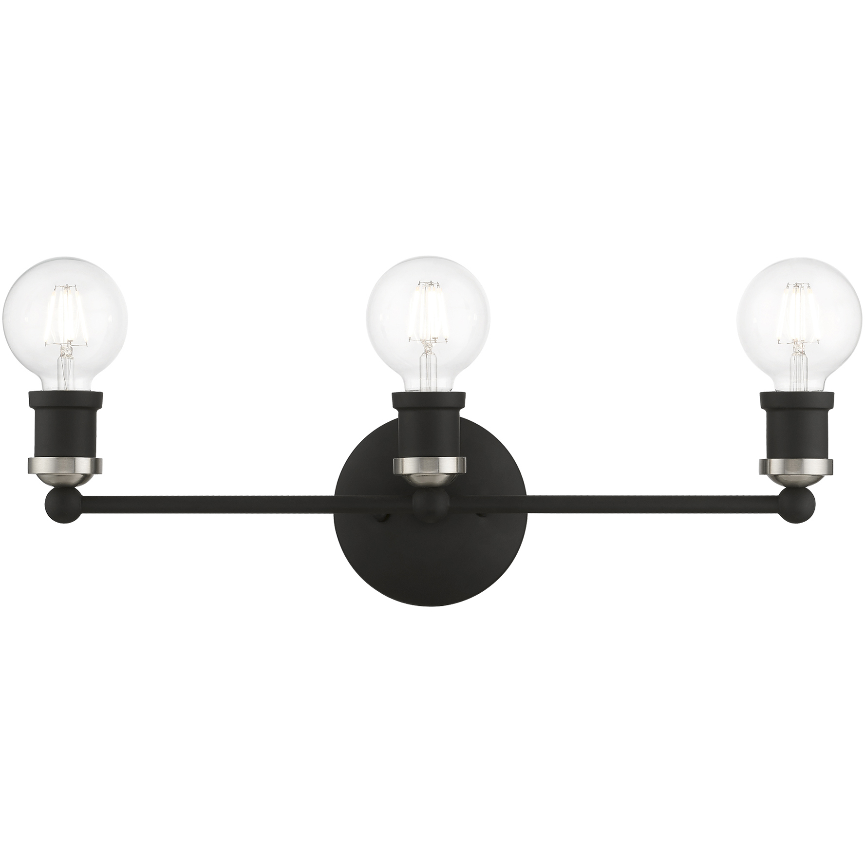 Lansdale 3 Light 20.25 inch Black with Brushed Nickel Accents Vanity Sconce Wall Light