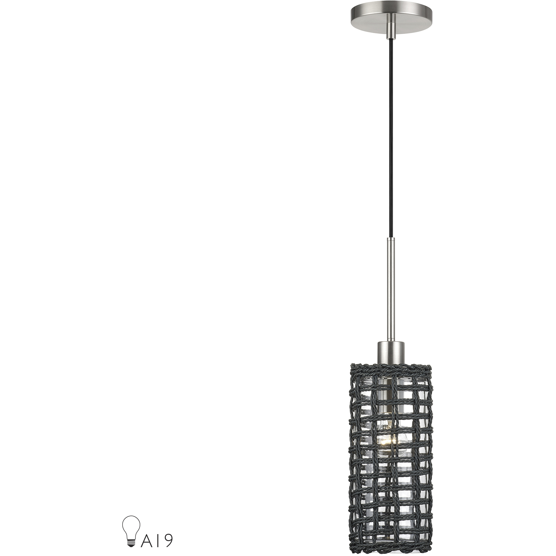 Twinewell 1 Light 5.13 inch Brushed Nickel Mini Pendant Ceiling Light