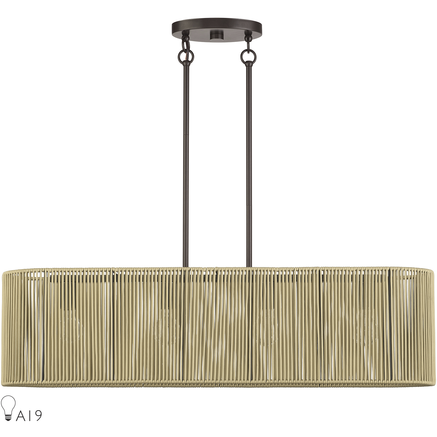 Goldiemesh 4 Light 36 inch English Bronze Linear Chandelier Ceiling Light, Large