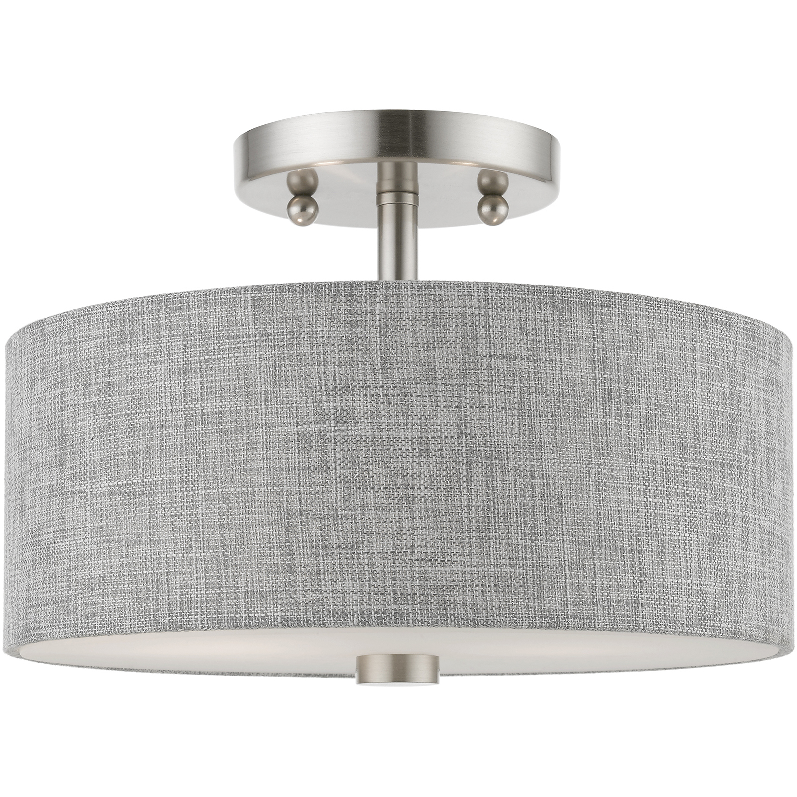 Dakota 2 Light 11 inch Brushed Nickel with Shiny White Accents Semi-Flush Ceiling Light